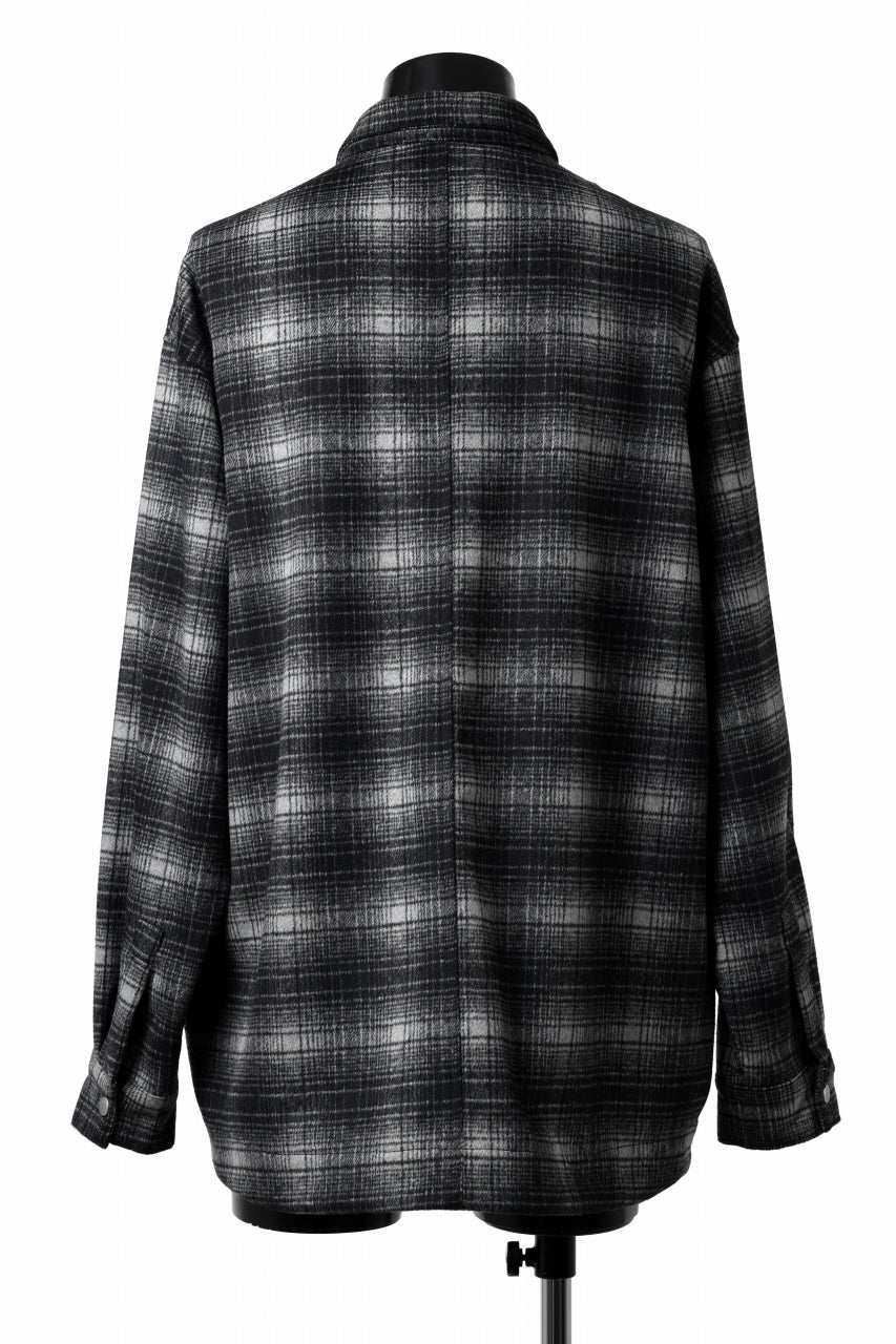 画像をギャラリービューアに読み込む, A.F ARTEFACT SNAPPED OVER SHIRT / OMBRE FLANNEL (BLACK x WHITE)