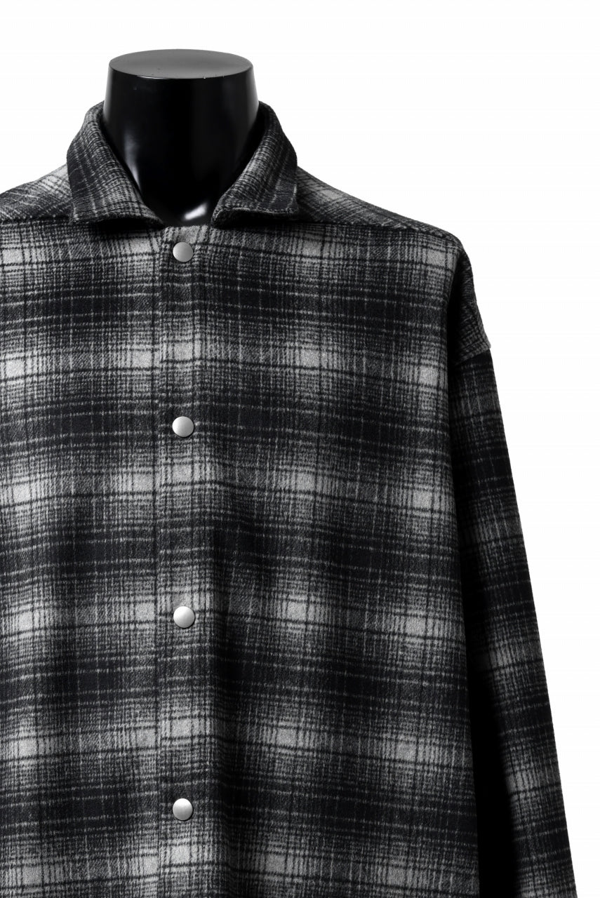 画像をギャラリービューアに読み込む, A.F ARTEFACT SNAPPED OVER SHIRT / OMBRE FLANNEL (BLACK x WHITE)