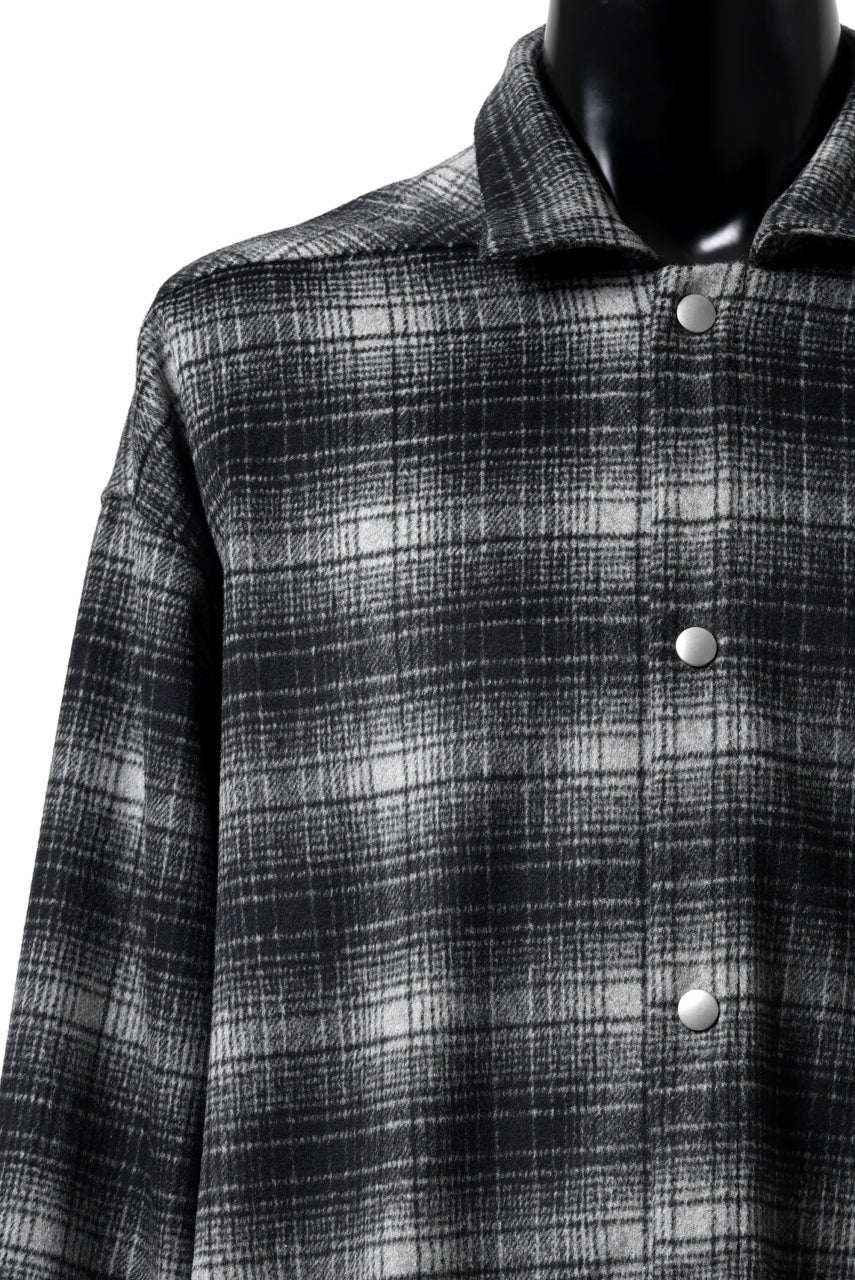 画像をギャラリービューアに読み込む, A.F ARTEFACT SNAPPED OVER SHIRT / OMBRE FLANNEL (BLACK x WHITE)