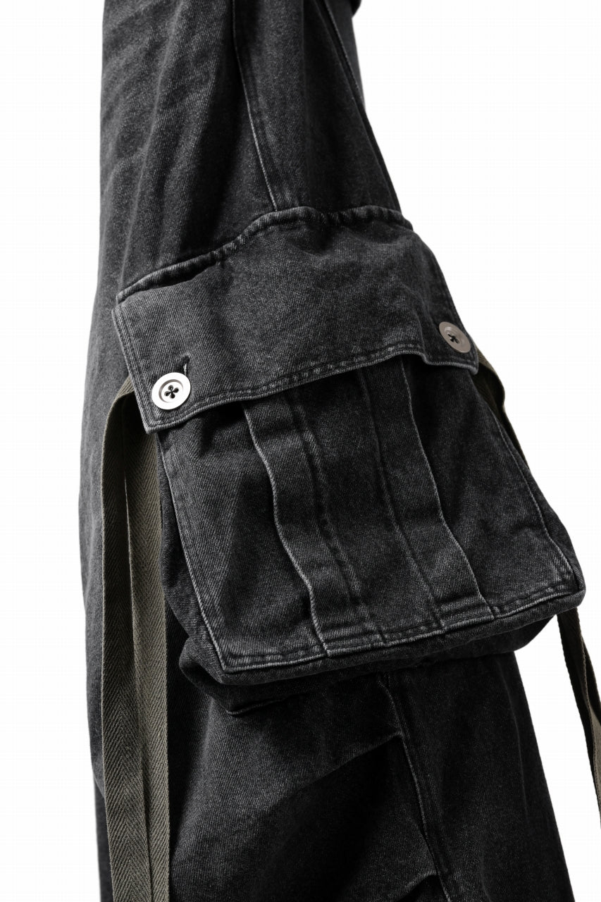 画像をギャラリービューアに読み込む, A.F ARTEFACT EXTREME WIDE CARGO PANTS / FADED AGING DENIM (VINTAGE BLACK)