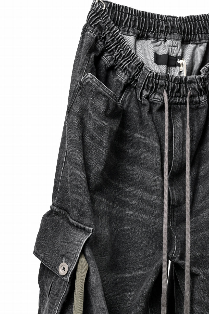 画像をギャラリービューアに読み込む, A.F ARTEFACT EXTREME WIDE CARGO PANTS / FADED AGING DENIM (VINTAGE BLACK)