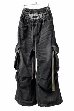 画像をギャラリービューアに読み込む, A.F ARTEFACT EXTREME WIDE CARGO PANTS / FADED AGING DENIM (VINTAGE BLACK)