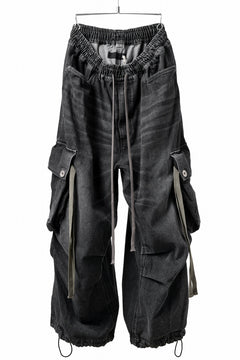 画像をギャラリービューアに読み込む, A.F ARTEFACT EXTREME WIDE CARGO PANTS / FADED AGING DENIM (VINTAGE BLACK)