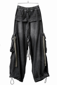 画像をギャラリービューアに読み込む, A.F ARTEFACT EXTREME WIDE CARGO PANTS / FADED DENIM (VINTAGE BLACK)
