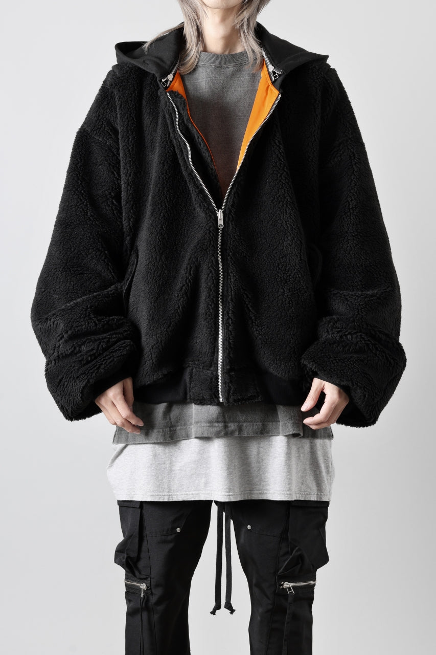 Load image into Gallery viewer, A.F ARTEFACT MA-1 HOODIE JACKET / TEDDY BOA FLEECE (BLACK)