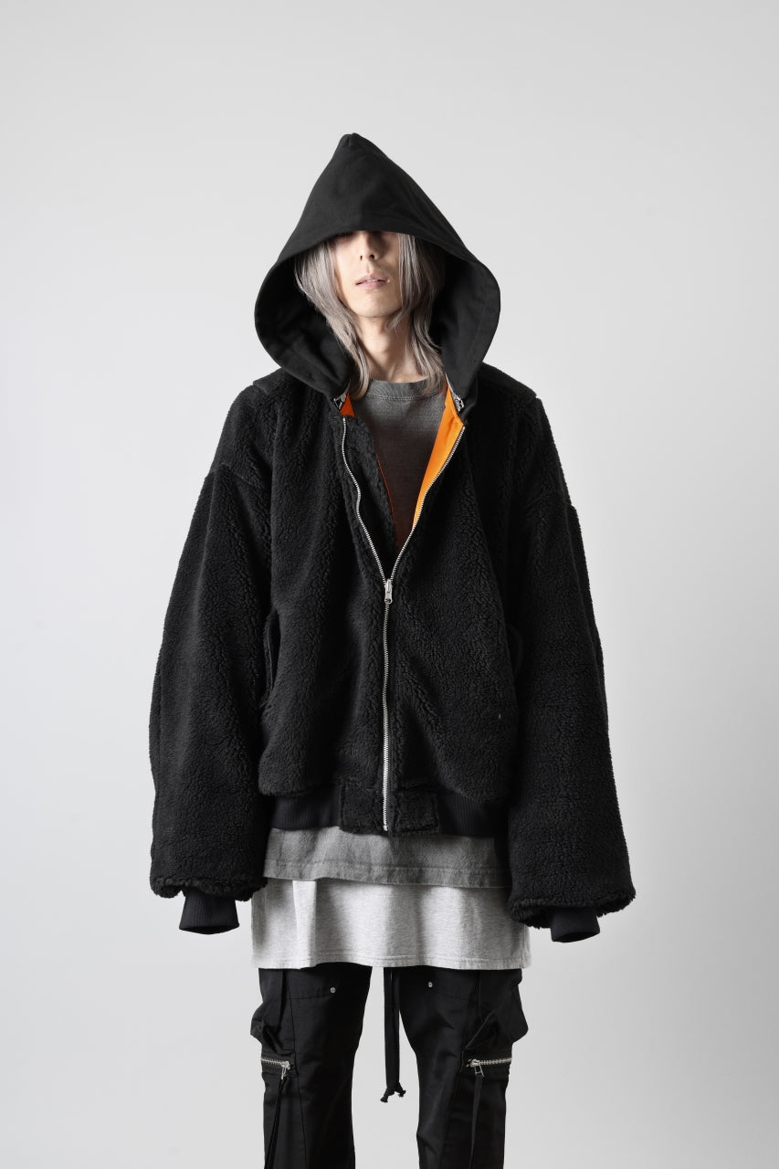 Load image into Gallery viewer, A.F ARTEFACT MA-1 HOODIE JACKET / TEDDY BOA FLEECE (BLACK)