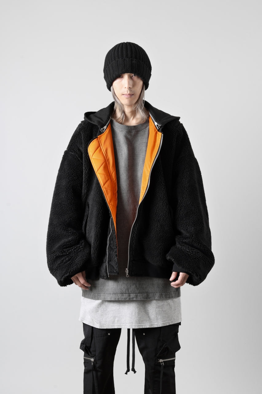 Load image into Gallery viewer, A.F ARTEFACT MA-1 HOODIE JACKET / TEDDY BOA FLEECE (BLACK)