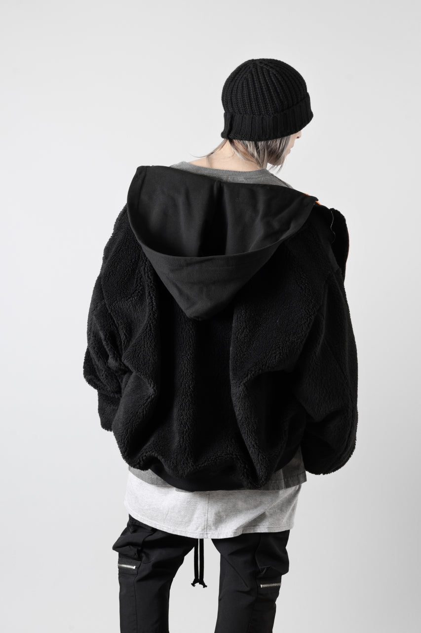 Load image into Gallery viewer, A.F ARTEFACT MA-1 HOODIE JACKET / TEDDY BOA FLEECE (BLACK)