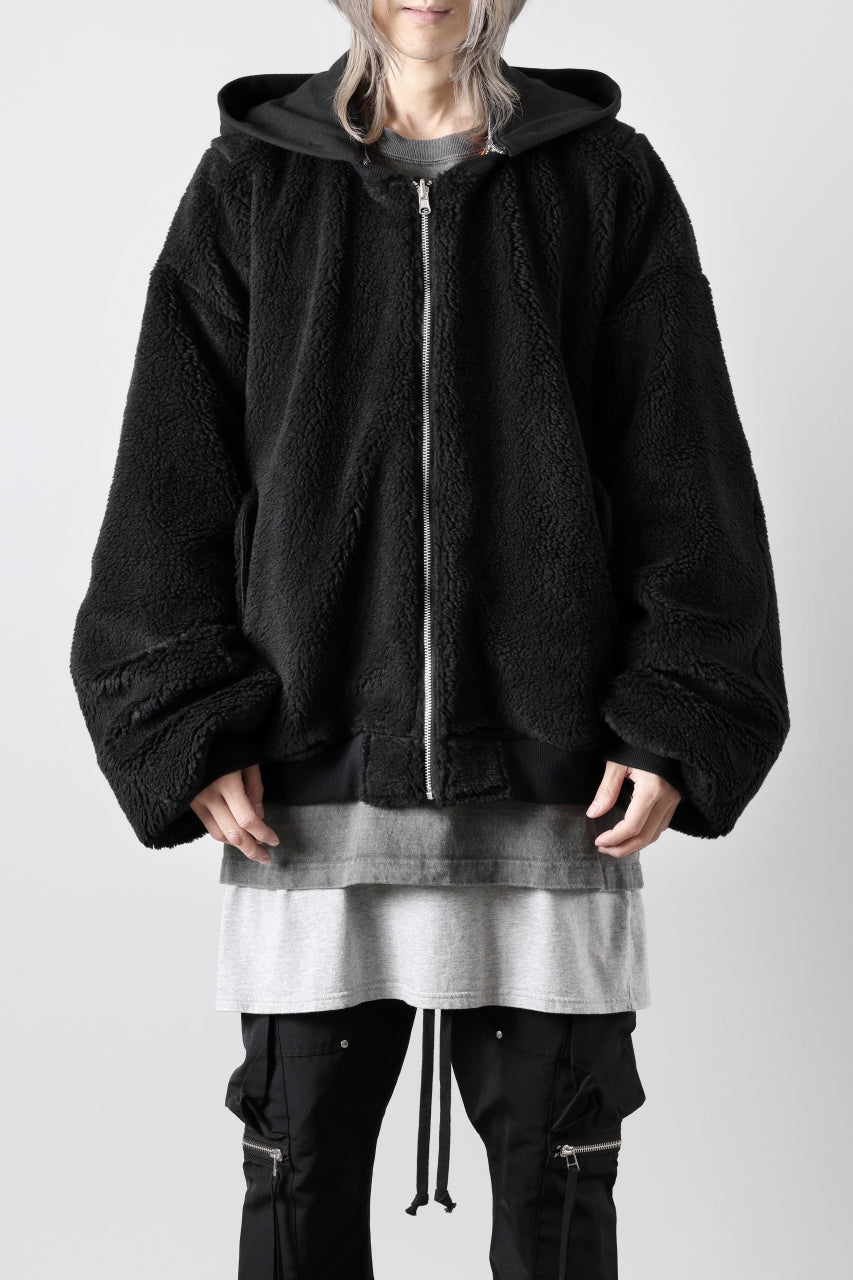 Load image into Gallery viewer, A.F ARTEFACT MA-1 HOODIE JACKET / TEDDY BOA FLEECE (BLACK)