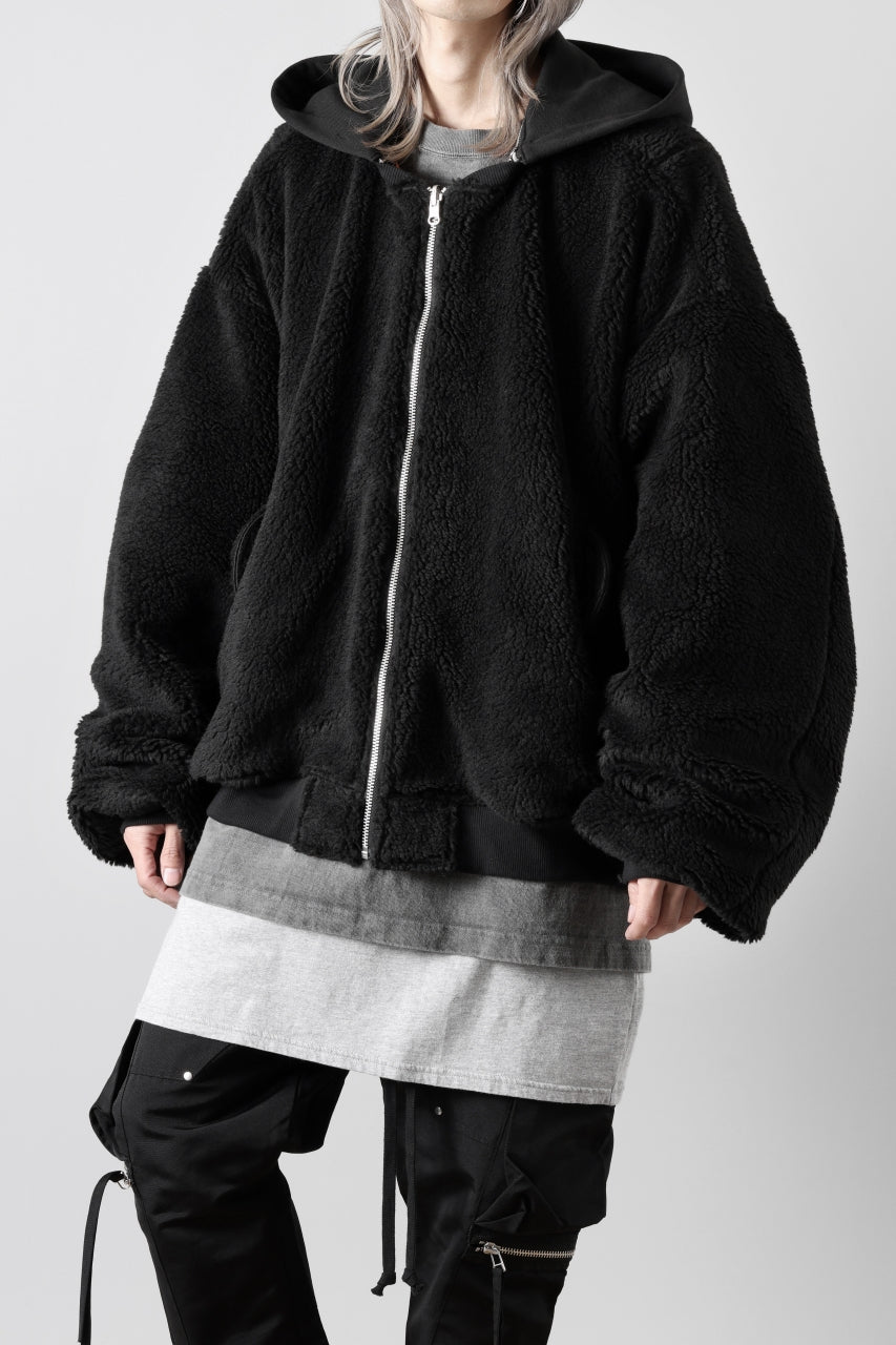 Load image into Gallery viewer, A.F ARTEFACT MA-1 HOODIE JACKET / TEDDY BOA FLEECE (BLACK)