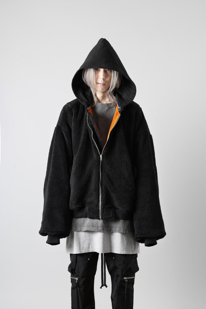 Load image into Gallery viewer, A.F ARTEFACT MA-1 HOODIE JACKET / TEDDY BOA FLEECE (BLACK)