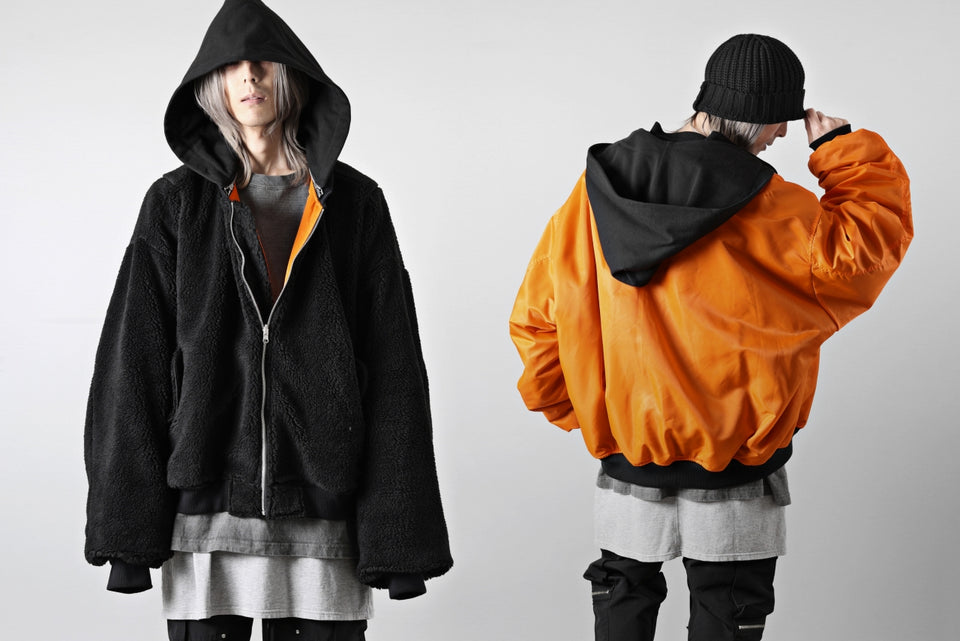Load image into Gallery viewer, A.F ARTEFACT MA-1 HOODIE JACKET / TEDDY BOA FLEECE (BLACK)