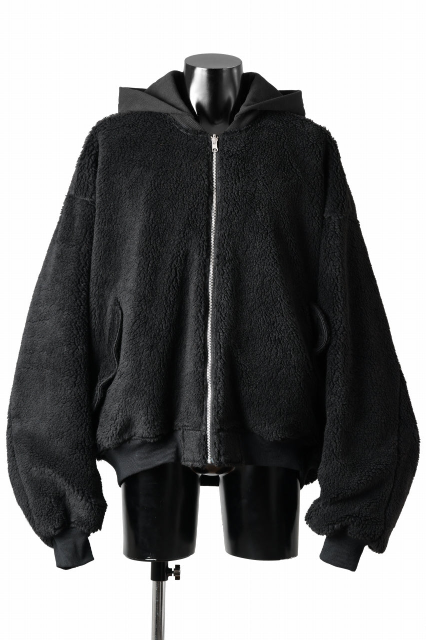 Load image into Gallery viewer, A.F ARTEFACT MA-1 HOODIE JACKET / TEDDY BOA FLEECE (BLACK)