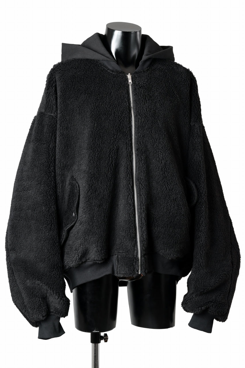 Load image into Gallery viewer, A.F ARTEFACT MA-1 HOODIE JACKET / TEDDY BOA FLEECE (BLACK)