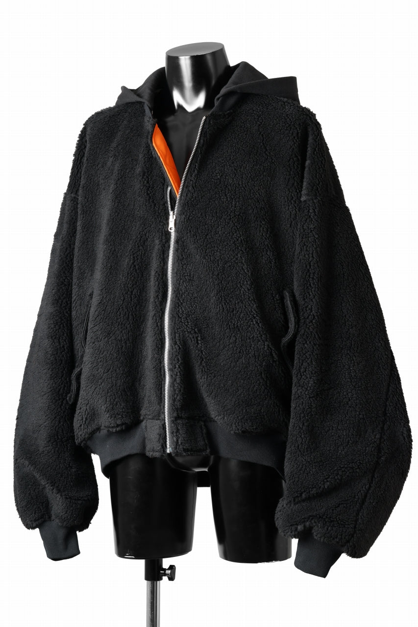 Load image into Gallery viewer, A.F ARTEFACT MA-1 HOODIE JACKET / TEDDY BOA FLEECE (BLACK)