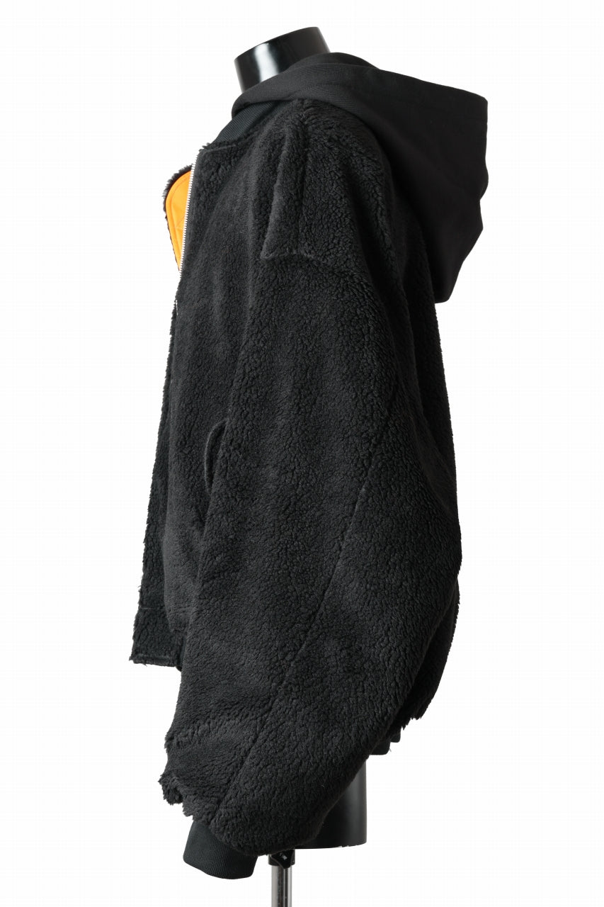 Load image into Gallery viewer, A.F ARTEFACT MA-1 HOODIE JACKET / TEDDY BOA FLEECE (BLACK)
