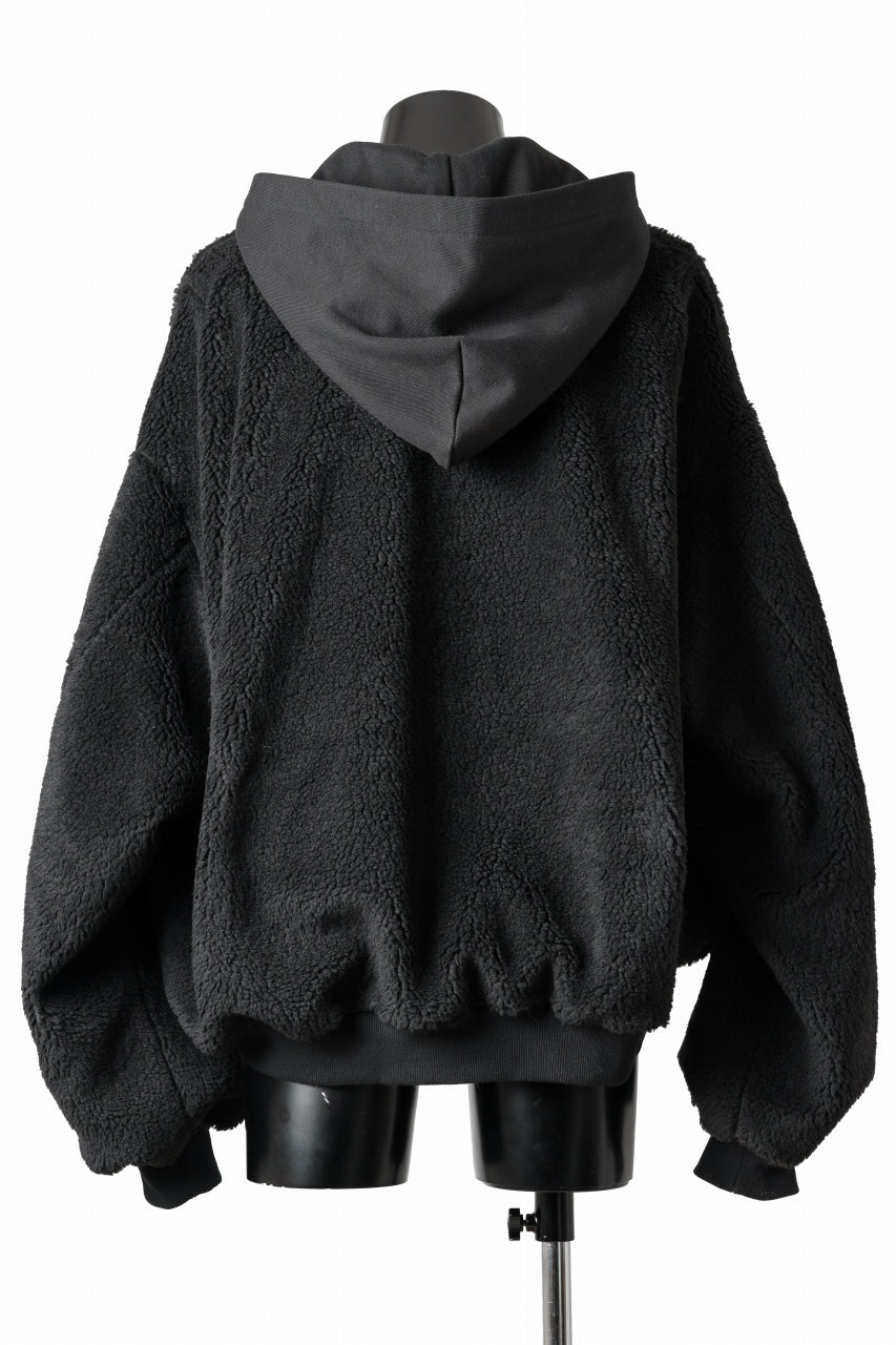 Load image into Gallery viewer, A.F ARTEFACT MA-1 HOODIE JACKET / TEDDY BOA FLEECE (BLACK)