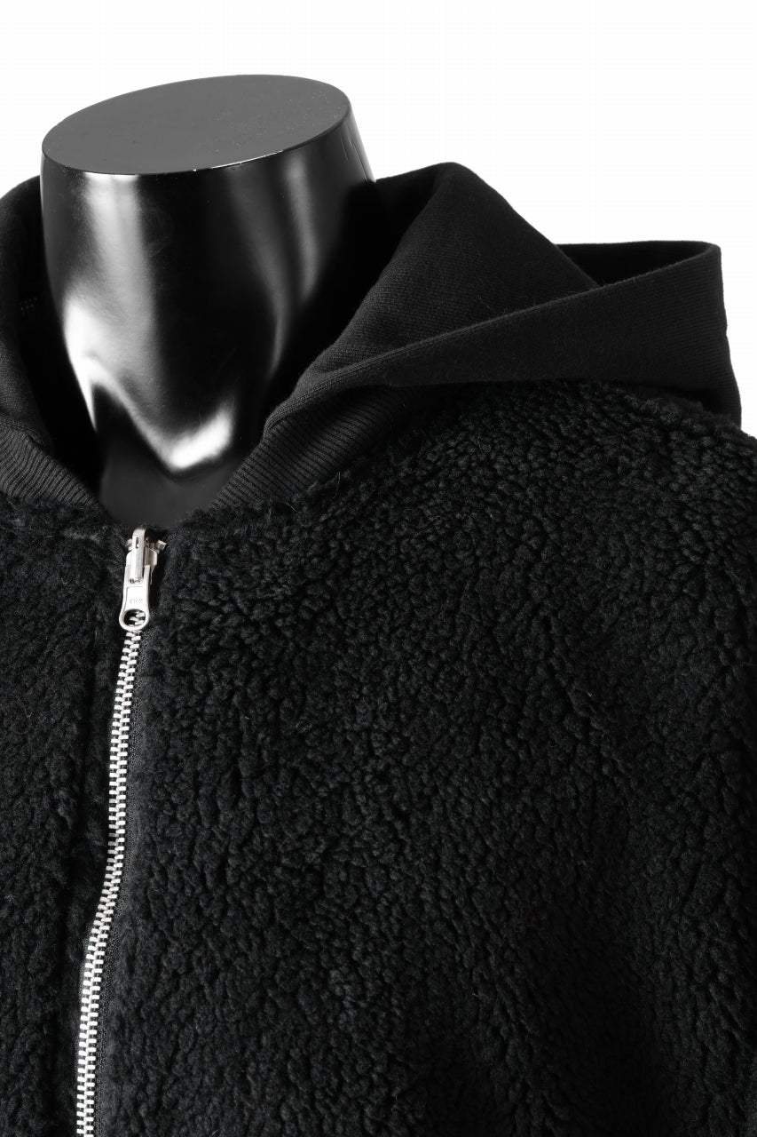 Load image into Gallery viewer, A.F ARTEFACT MA-1 HOODIE JACKET / TEDDY BOA FLEECE (BLACK)