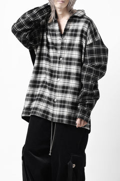 画像をギャラリービューアに読み込む, A.F ARTEFACT SNAPPED OVER SHIRT / CHECK x CORDUROY COMBI (BLACK)