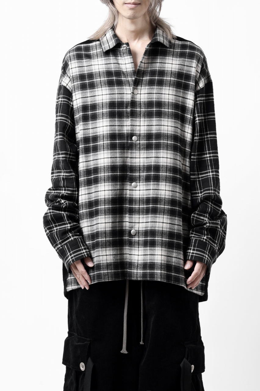 画像をギャラリービューアに読み込む, A.F ARTEFACT SNAPPED OVER SHIRT / CHECK x CORDUROY COMBI (BLACK)