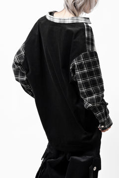 画像をギャラリービューアに読み込む, A.F ARTEFACT SNAPPED OVER SHIRT / CHECK x CORDUROY COMBI (BLACK)