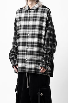 画像をギャラリービューアに読み込む, A.F ARTEFACT SNAPPED OVER SHIRT / CHECK x CORDUROY COMBI (BLACK)