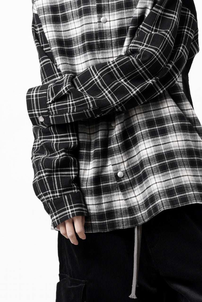 画像をギャラリービューアに読み込む, A.F ARTEFACT SNAPPED OVER SHIRT / CHECK x CORDUROY COMBI (BLACK)