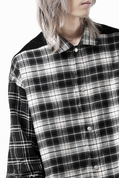 画像をギャラリービューアに読み込む, A.F ARTEFACT SNAPPED OVER SHIRT / CHECK x CORDUROY COMBI (BLACK)