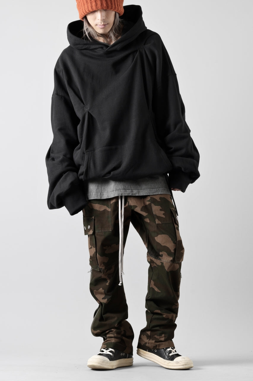 画像をギャラリービューアに読み込む, A.F ARTEFACT RANDOM TUCK EMBROIDERY SWEAT HOODIE (BLACK)
