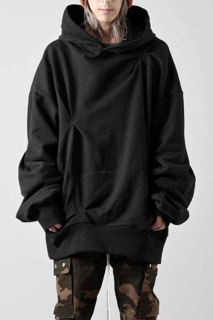 画像をギャラリービューアに読み込む, A.F ARTEFACT RANDOM TUCK EMBROIDERY SWEAT HOODIE (BLACK)