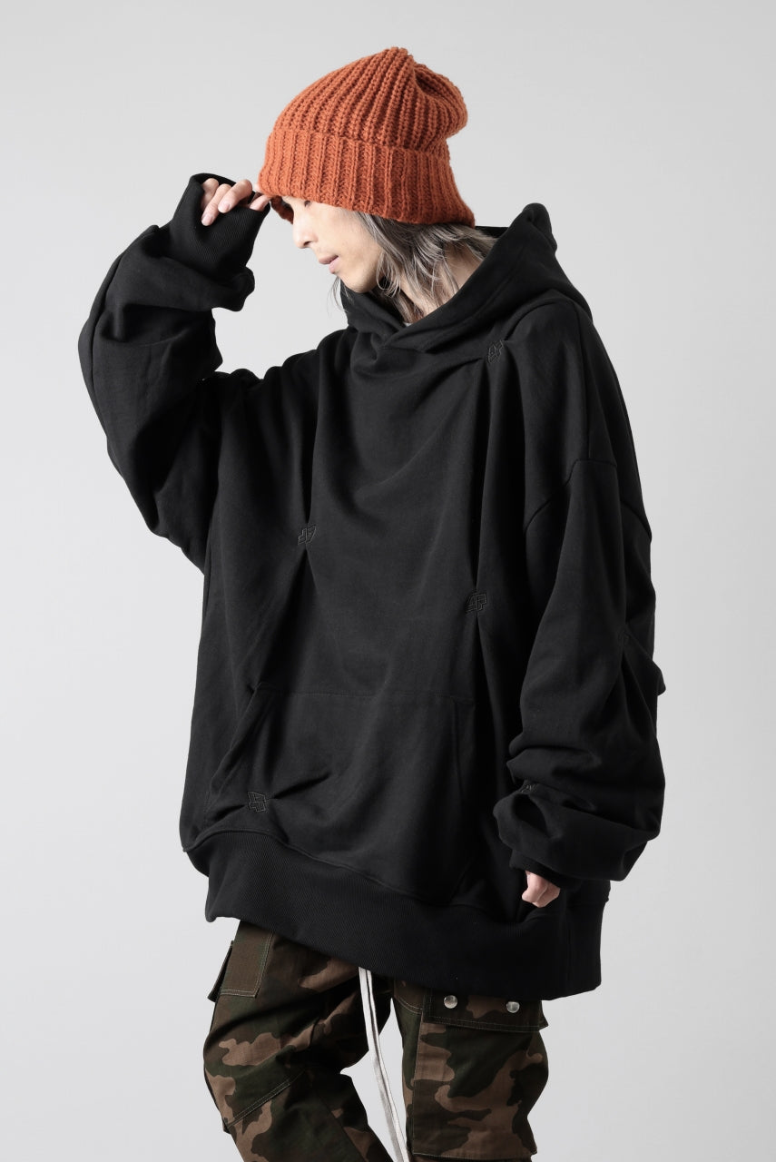 画像をギャラリービューアに読み込む, A.F ARTEFACT RANDOM TUCK EMBROIDERY SWEAT HOODIE (BLACK)