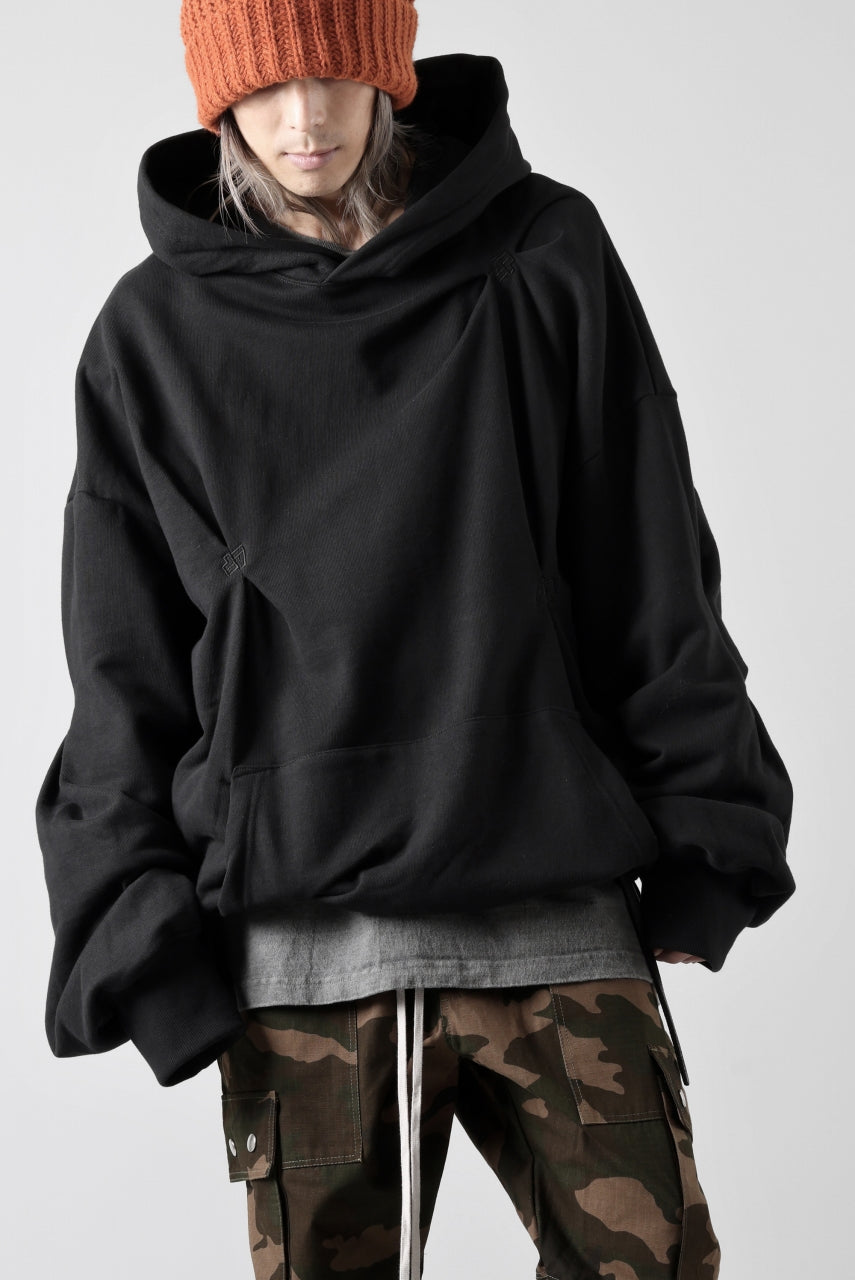 画像をギャラリービューアに読み込む, A.F ARTEFACT RANDOM TUCK EMBROIDERY SWEAT HOODIE (BLACK)