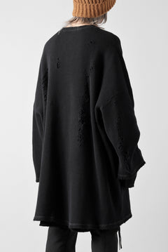 画像をギャラリービューアに読み込む, A.F ARTEFACT DAMAGE LAYERED PULLOVER / WAFFLE COTTON JERSEY (BLACK)