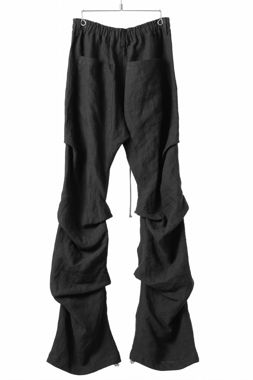 画像をギャラリービューアに読み込む, A.F ARTEFACT TUCK VOLUME BAGGY PANTS / ORGANIC LINEN (BLACK)