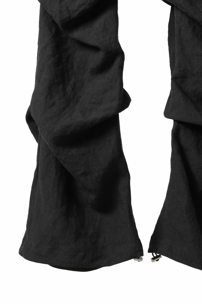 画像をギャラリービューアに読み込む, A.F ARTEFACT TUCK VOLUME BAGGY PANTS / ORGANIC LINEN (BLACK)