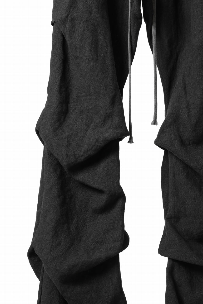 画像をギャラリービューアに読み込む, A.F ARTEFACT TUCK VOLUME BAGGY PANTS / ORGANIC LINEN (BLACK)
