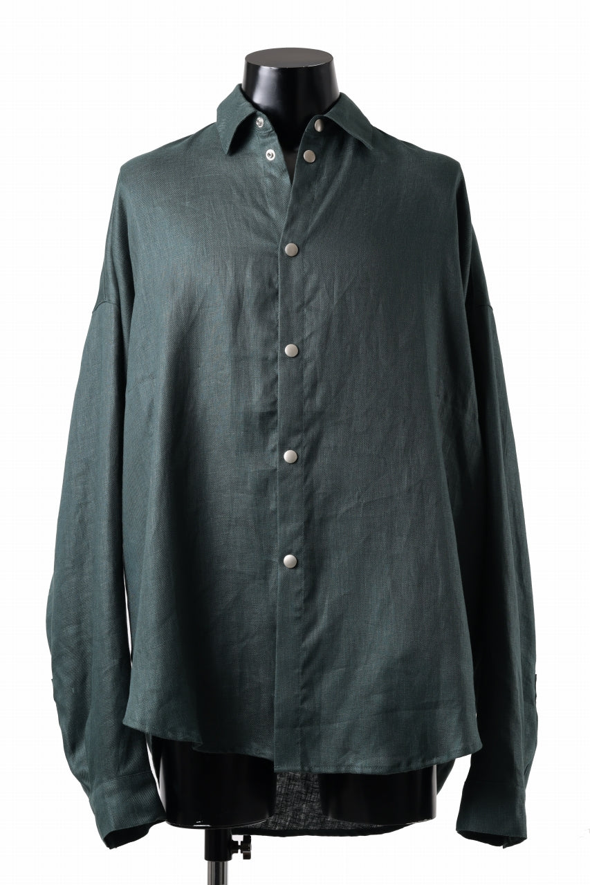 画像をギャラリービューアに読み込む, A.F ARTEFACT SNAPPED COCOON SHIRT / LINEN TWILL (GREEN)