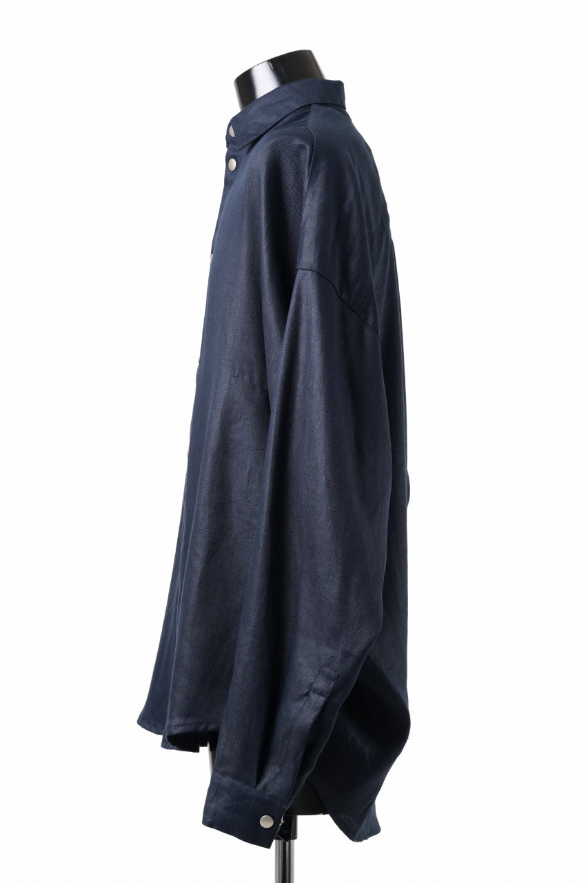 画像をギャラリービューアに読み込む, A.F ARTEFACT SNAPPED COCOON SHIRT / LINEN TWILL (NAVY)