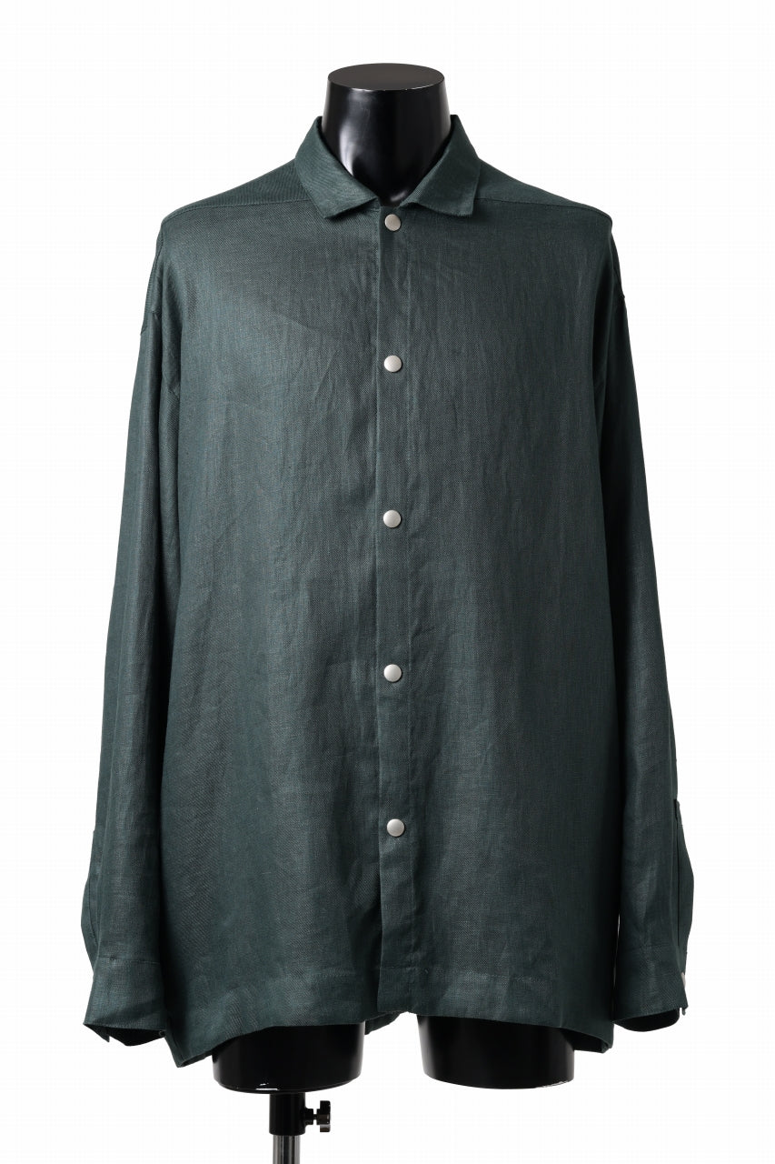 画像をギャラリービューアに読み込む, A.F ARTEFACT SNAPPED OVER SHIRT / LINEN TWILL (GREEN)