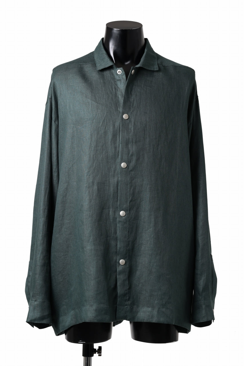 画像をギャラリービューアに読み込む, A.F ARTEFACT SNAPPED OVER SHIRT / LINEN TWILL (GREEN)