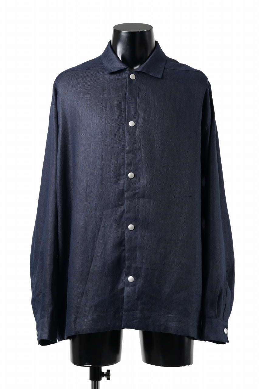 画像をギャラリービューアに読み込む, A.F ARTEFACT SNAPPED OVER SHIRT / LINEN TWILL (NAVY)