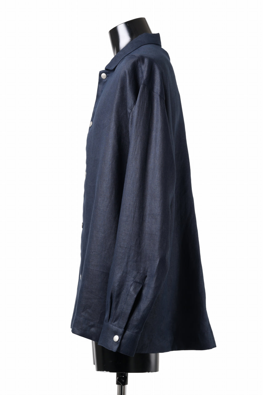 画像をギャラリービューアに読み込む, A.F ARTEFACT SNAPPED OVER SHIRT / LINEN TWILL (NAVY)
