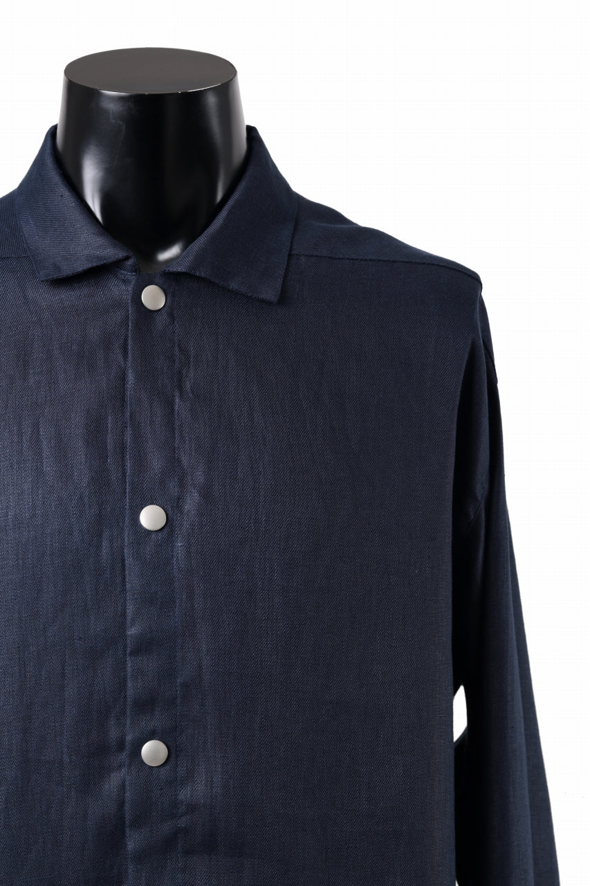 画像をギャラリービューアに読み込む, A.F ARTEFACT SNAPPED OVER SHIRT / LINEN TWILL (NAVY)