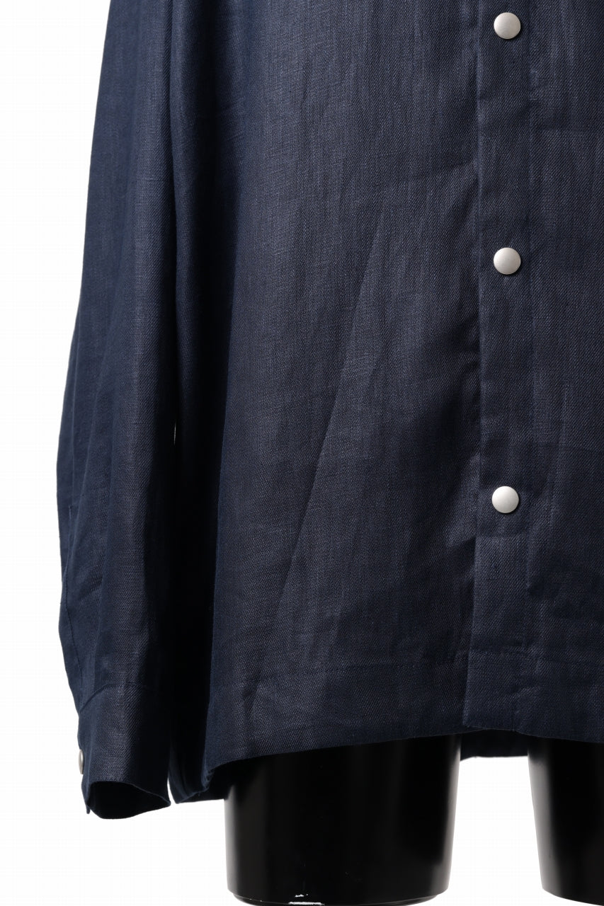 画像をギャラリービューアに読み込む, A.F ARTEFACT SNAPPED OVER SHIRT / LINEN TWILL (NAVY)