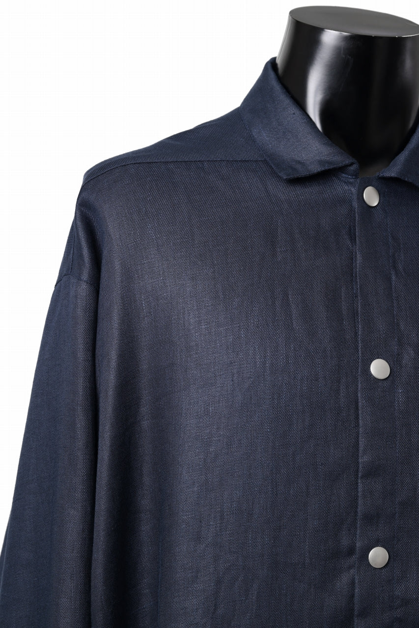 画像をギャラリービューアに読み込む, A.F ARTEFACT SNAPPED OVER SHIRT / LINEN TWILL (NAVY)