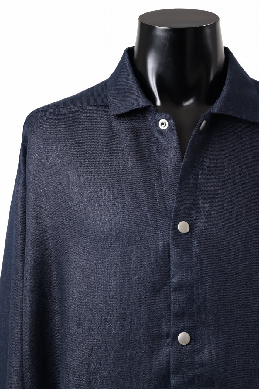 画像をギャラリービューアに読み込む, A.F ARTEFACT SNAPPED OVER SHIRT / LINEN TWILL (NAVY)