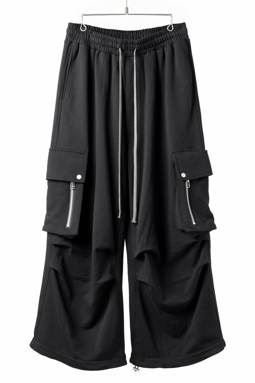 画像をギャラリービューアに読み込む, A.F ARTEFACT EXTREME WIDE CARGO PANTS / COTTON-TERRY (BLACK)