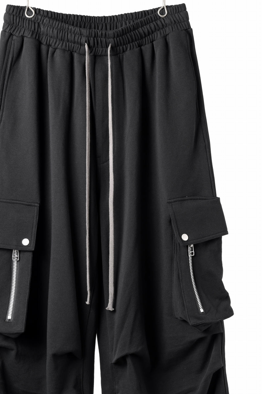 画像をギャラリービューアに読み込む, A.F ARTEFACT EXTREME WIDE CARGO PANTS / COTTON-TERRY (BLACK)