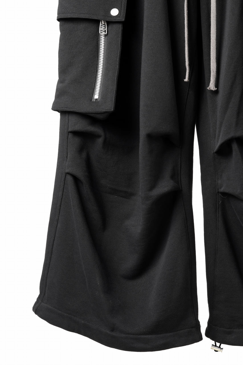 画像をギャラリービューアに読み込む, A.F ARTEFACT EXTREME WIDE CARGO PANTS / COTTON-TERRY (BLACK)