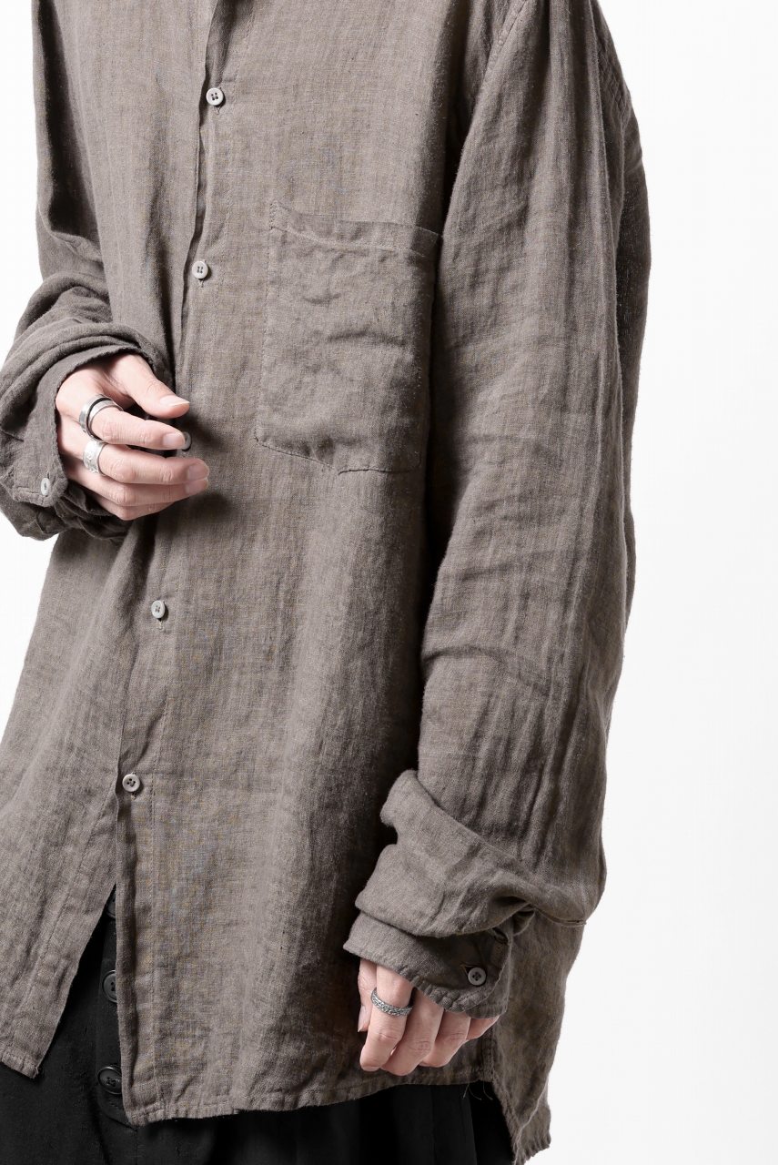 画像をギャラリービューアに読み込む, daub DYEING PLAIN SHIRT / ORGANIC LINEN (BROWN)